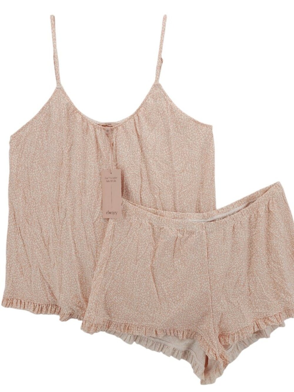 NWT EBERJEY Gisele Printed Cami Short Pajama Set Animale Rose Cloud Ivory LARGE